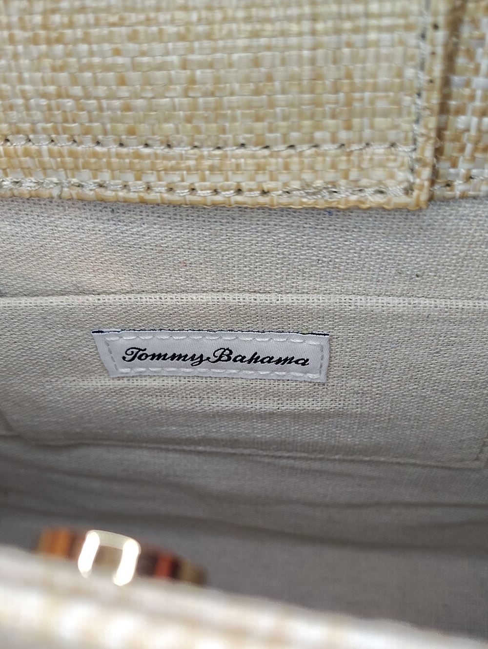NWT Tommy Bahama Woven Straw Tote w/ Bamboo Handles - Picture 8 of 9